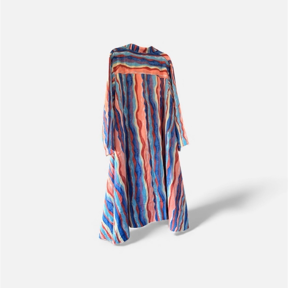 Colorful Striped High Low Long Dress/Shirt - OS - 3X - Picture 3 of 10